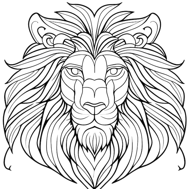 kleurpagina voor volwassenen mandald leeuw beeld witte achtergrond schone lijn kunst fijne lijn artar