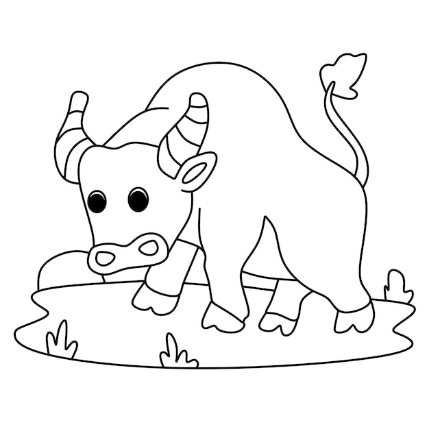 Vector kleurplaat alfabet dieren cartoon stier