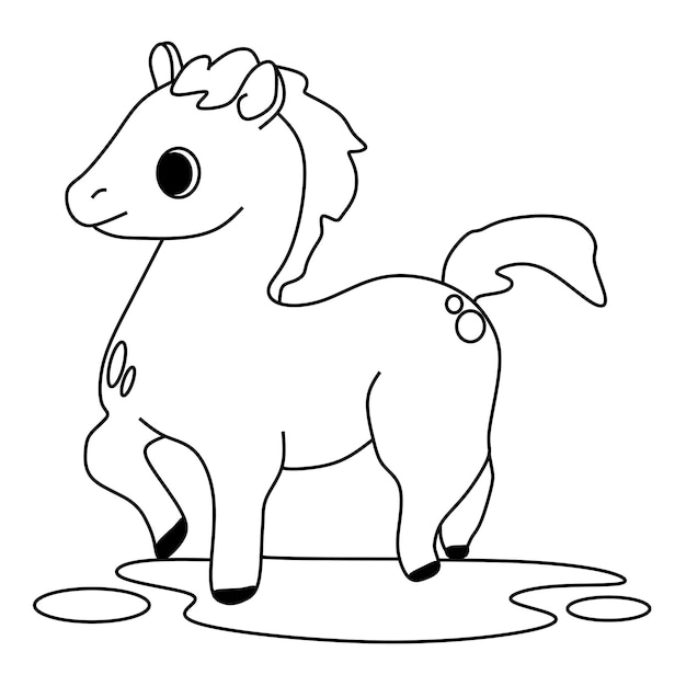 Kleurplaat alfabetten dier tekenfilm paard