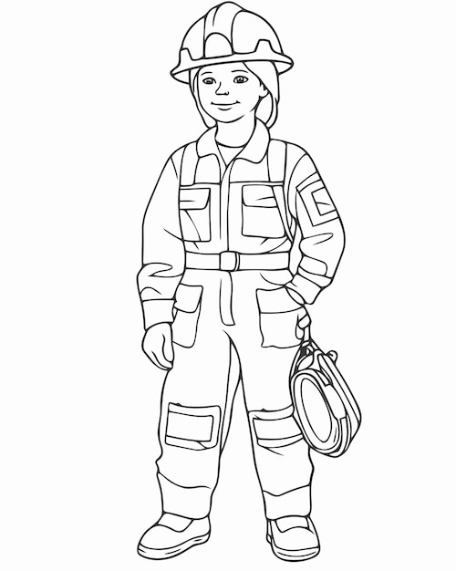 kleurplaat jonge brandweerman
