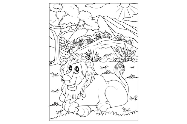 Vector kleurplaat leeuw voor kinderen