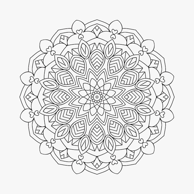 Kleurplaat Mandala patroon decoratie Mandala patroon op witte achtergrond Bloem mandala lijn kunst vector Vintage Arabische decoratie-elementen Decoratie mandala sieraad voor kleurplaten