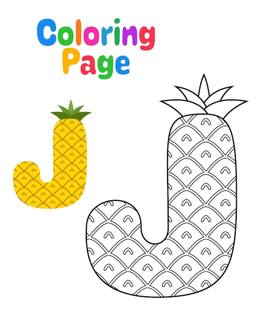 Kleurplaat met alfabet J voor kinderen