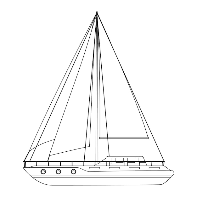 Kleurplaat met boot voor kinderen Cool cruiseschip cartoon vectorillustratie voor kinderen