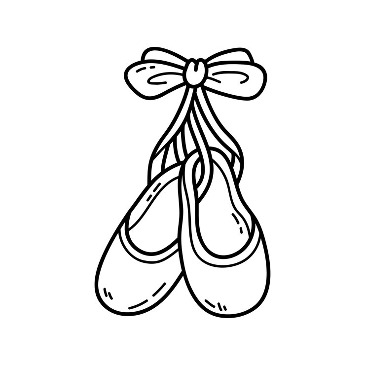Kleurplaat met doodle balletschoenen
