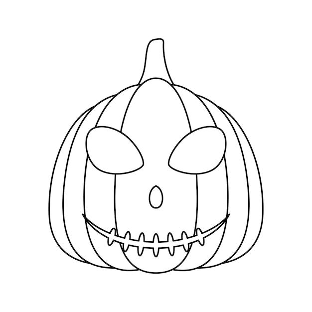 Kleurplaat met Halloween-pompoen voor kinderen