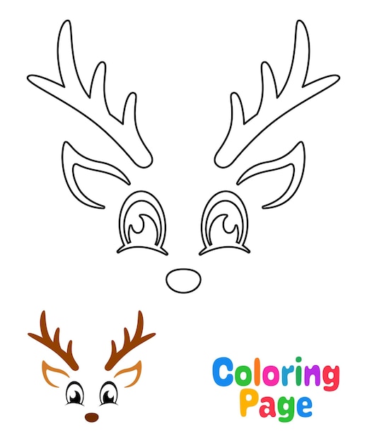 Kleurplaat met rendiergezicht voor kinderen
