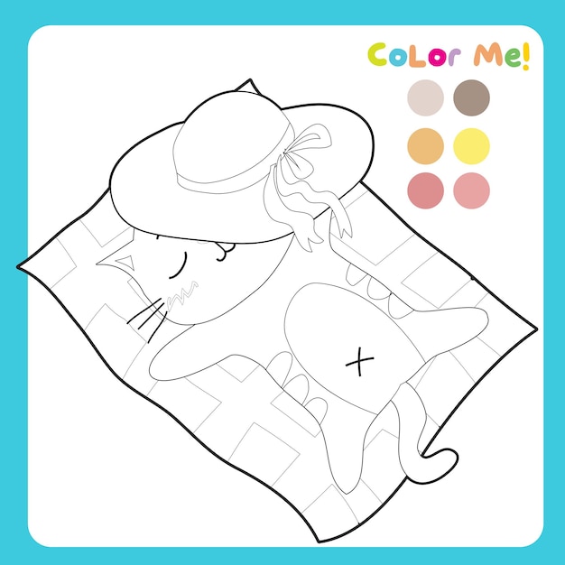 Kleurplaat met zomerthema Kleuractiviteit voor kinderen Vectorbestand