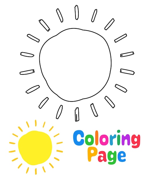 Kleurplaat met zon voor kinderen