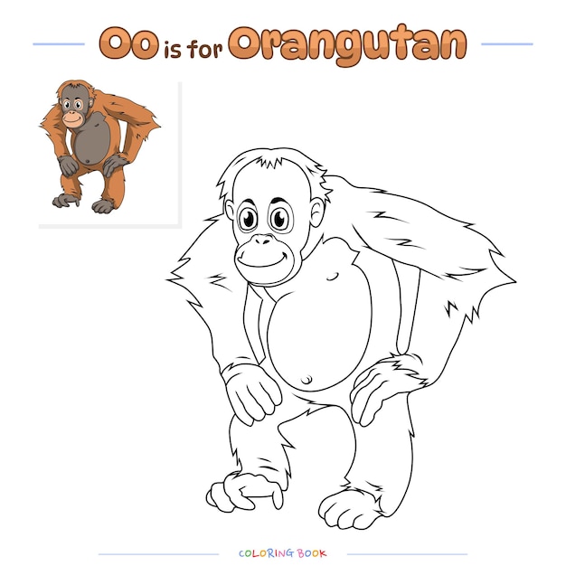 Kleurplaat orang-oetan cartoon