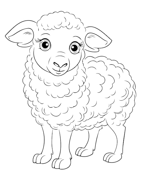Kleurplaat van schattige baby schapen Hand getrokken vector kleurplaat pagina van cartooneske schapen kleurplaat
