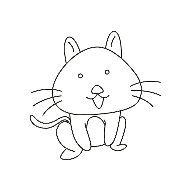 Vector kleurplaat vectorillustratie van schattige kat lachend blij met unieke pose