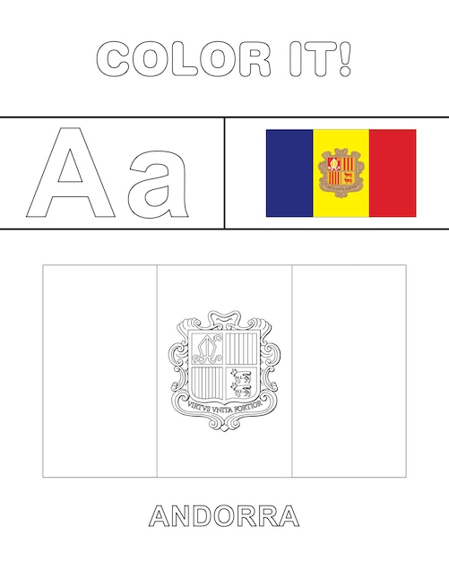 Kleurplaat Vlag van Andorra voor kinderen
