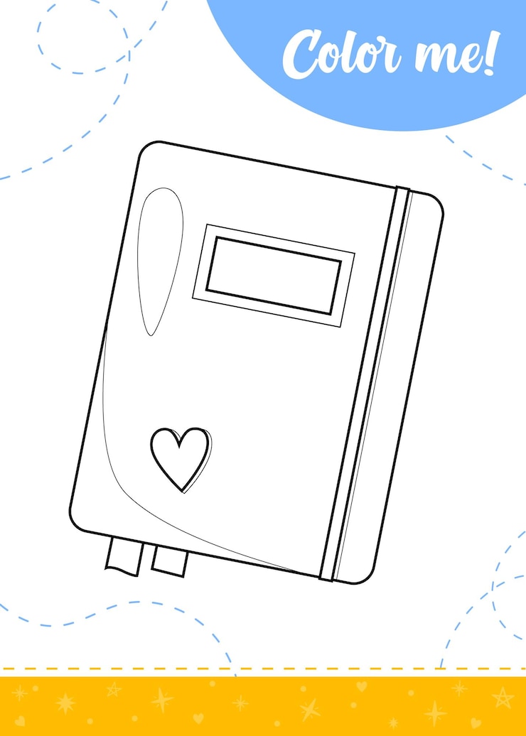 Vector kleurplaat voor kinderen met een schattig notitieboek