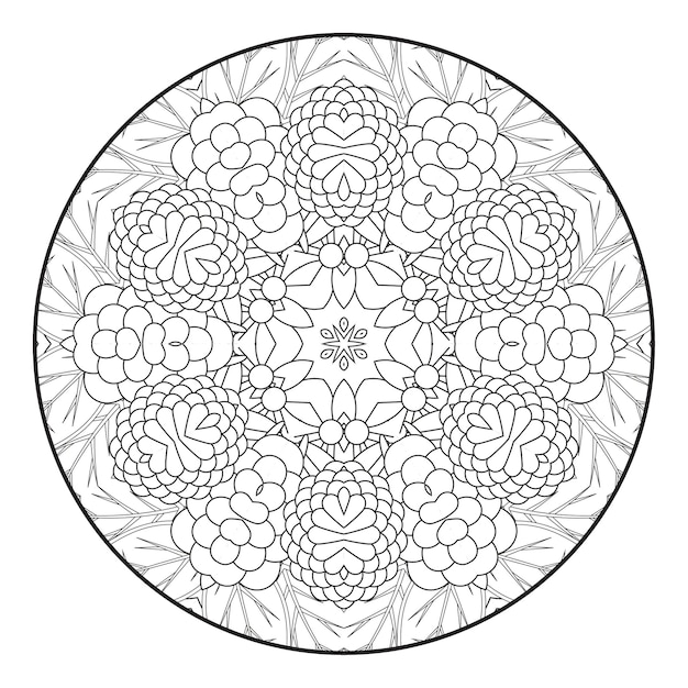 Kleurplaat voor volwassenen Bloemen mandala kleurplaat Ronde mandala kleurplaat