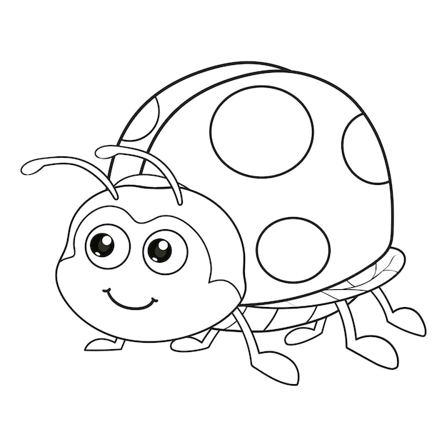 Kleurplaten of boeken voor kinderen schattige lieveheersbeestje cartoon zwart-wit