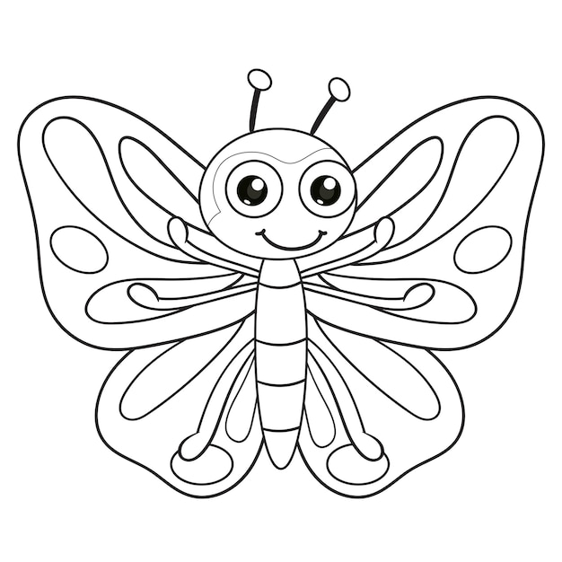 Kleurplaten of boeken voor kinderen schattige vlinder cartoon zwart-wit