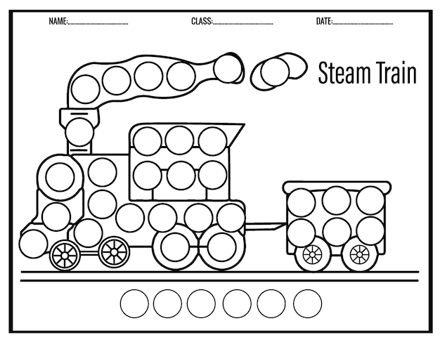 Vector kleurplaten transportvoertuig dot markers coloring for kids.