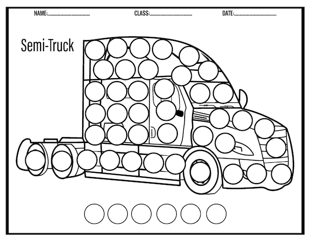 Vector kleurplaten transportvoertuig dot markers coloring for kids.