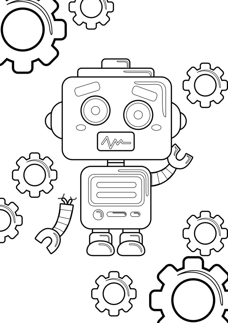 Vector kleurplaten voor kinderen a4 pagina robotthema