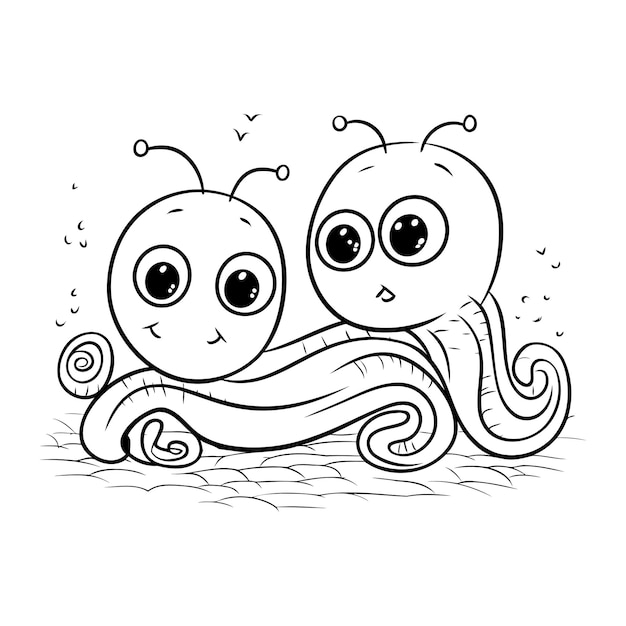 Kleurplaten voor kinderen Cute cartoon octopus vectorillustratie