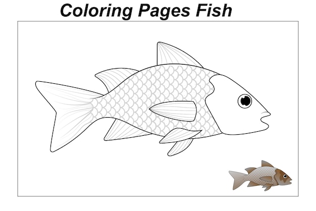 Kleurplaten Zeevissen onderwater illustratie in een tekenfilm