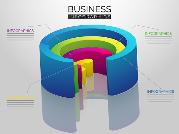 Vector kleurrijk 3d circulair element voor infographic gegevens