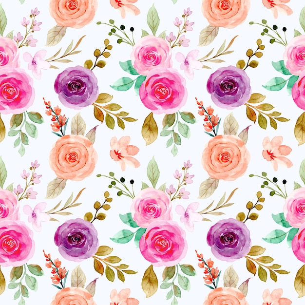 Kleurrijk aquarel roze bloemen naadloos patroon