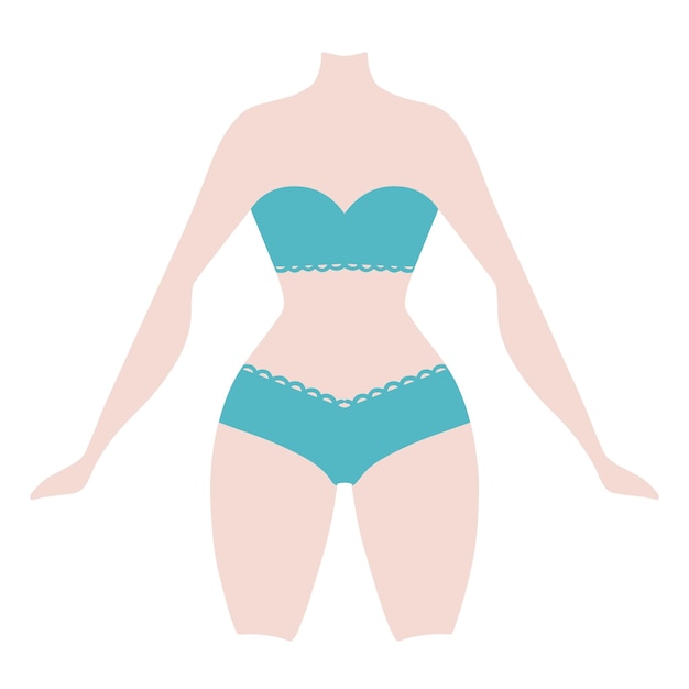 Vector kleurrijk beeld van verschillende lichamen in lingeriesetje