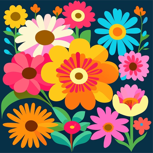 Kleurrijk bloembeeldverhaal voor zomerdecoratie