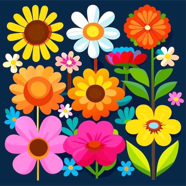 Kleurrijk bloembeeldverhaal voor zomerdecoratie