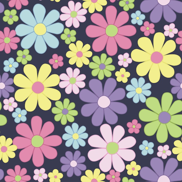 Kleurrijk bloemen naadloos patroon in bewerkbaar vectorbestand