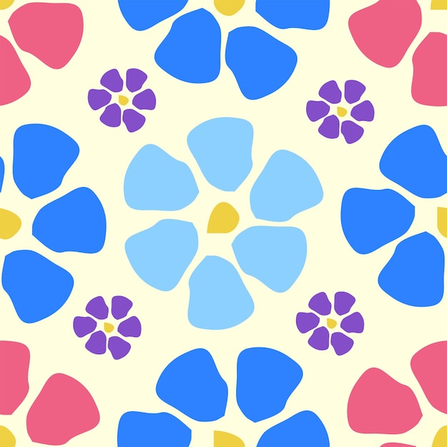 Kleurrijk bloemen naadloos patroon met eenvoudige bloemen