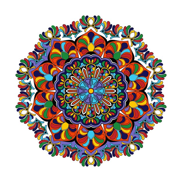 Kleurrijk bloemenmandala vectorart