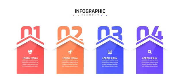 Kleurrijk Business Infographic sjabloon creatief ontwerp met pictogram en 4 nummer voor presentatie