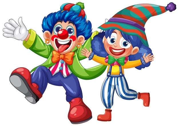 Kleurrijk clownduo in speelse vectorillustratie