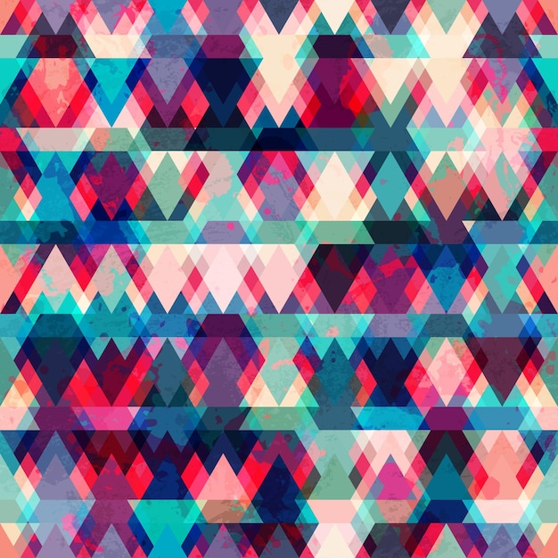 Kleurrijk driehoeks naadloos patroon met grungeeffect
