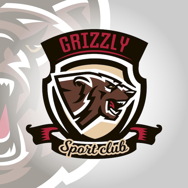 Kleurrijk embleem logo grommend en klaar om aan te vallen beer grizzly gevaarlijke roofdier het bewoner bos Vector illustratie dynamische en sportieve stijl afdrukken op Tshirts