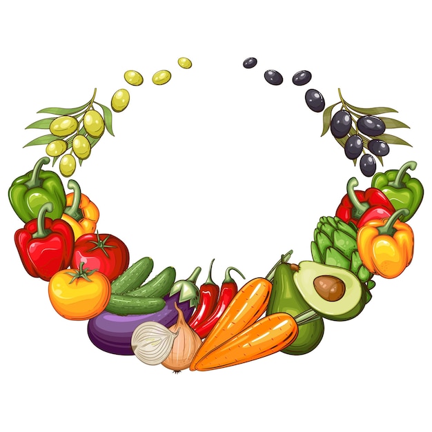 Vector kleurrijk frame met verse groenten stock illustratie groenten mix