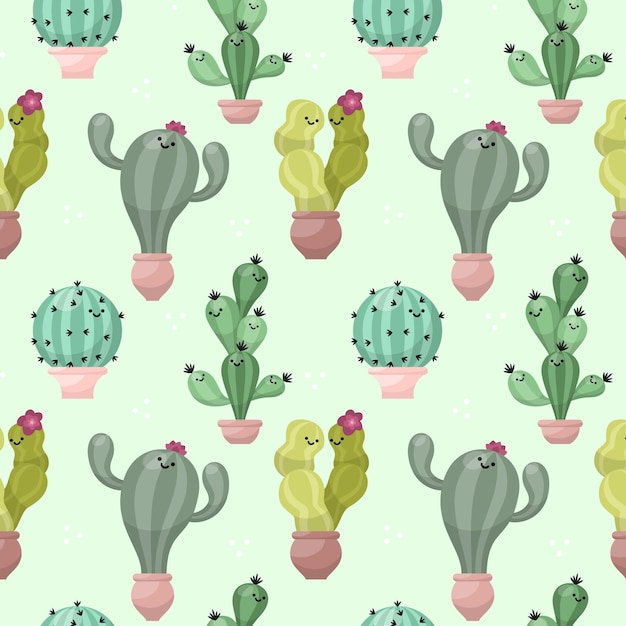 Kleurrijk geïllustreerd cactuspatroon