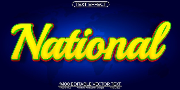 Kleurrijk glad nationaal bewerkbaar en schaalbaar sjabloon Vector teksteffect
