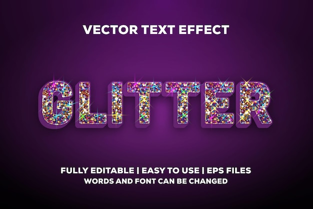 Kleurrijk glitter-teksteffect volledig bewerkbaar