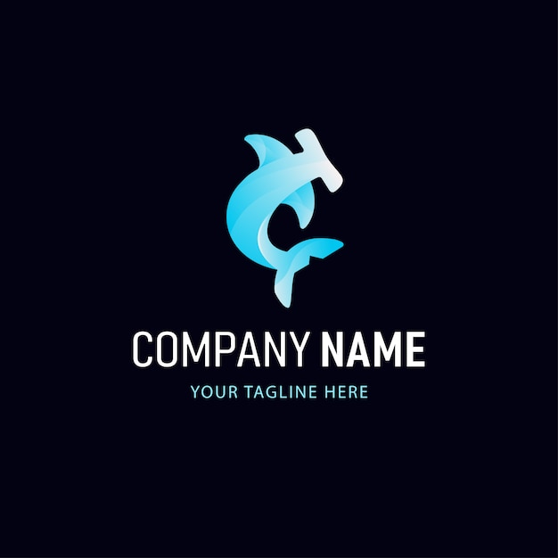 Kleurrijk haai logo ontwerp. Gradient Style Animal-logo