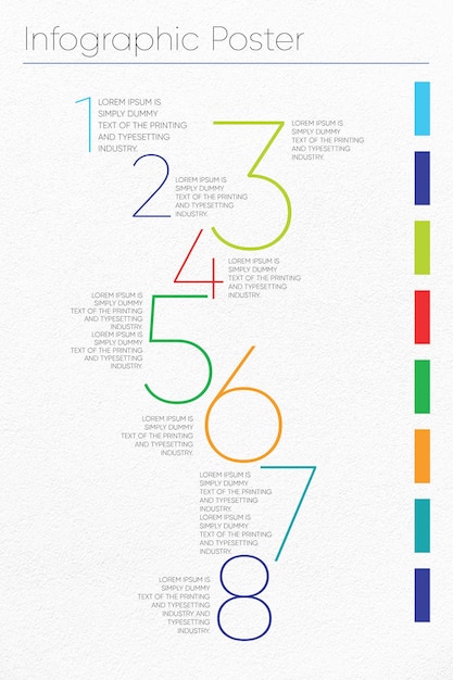 Vector kleurrijk infographic-malplaatje van getallenvector