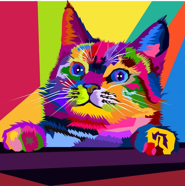 Kleurrijk kitten pop art portrait