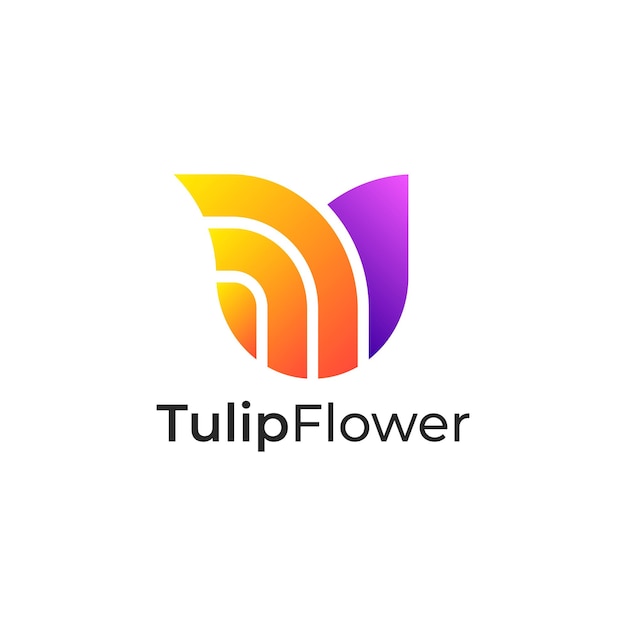 Kleurrijk logo-ontwerp met tulpenbloemverloop