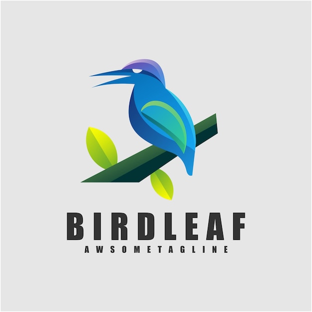 Kleurrijk logo-ontwerp met vogelblad