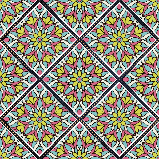 Kleurrijk mandala naadloos patroon