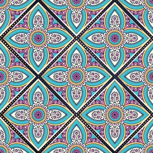 Kleurrijk mandala naadloos patroon