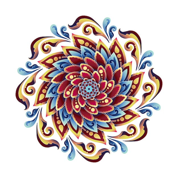 Vector kleurrijk mandala-ontwerp, behangafdrukontwerp